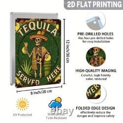 Vintage Tequila Metal Tin Sign Skeleton Bar Decor Mexican Pub Wall Art Gift