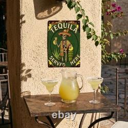 Vintage Tequila Metal Tin Sign Skeleton Bar Decor Mexican Pub Wall Art Gift