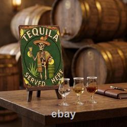 Vintage Tequila Metal Tin Sign Skeleton Bar Decor Mexican Pub Wall Art Gift