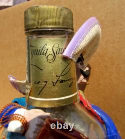 Vintage Tequila Sauza Bottle With a Vaquero / Mexican Cowboy & Pottery Attached