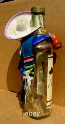 Vintage Tequila Sauza Bottle With a Vaquero / Mexican Cowboy & Pottery Attached