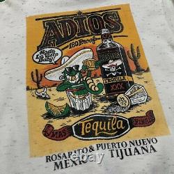 Vintage Tequila Sweatshirt Pullover Adios Mexico Tijuana Graphic Logo Size M