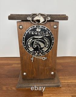 Vintage Wood Mexican Barware Tequila Shot Glass Set Box Western Horse Bar Decor