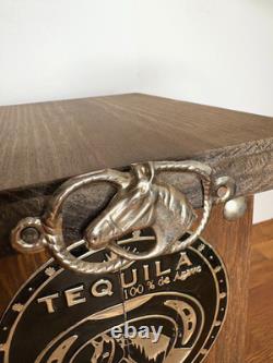 Vintage Wood Mexican Barware Tequila Shot Glass Set Box Western Horse Bar Decor
