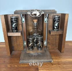 Vintage Wood Mexican Barware Tequila Shot Glass Set Box Western Horse Bar Decor