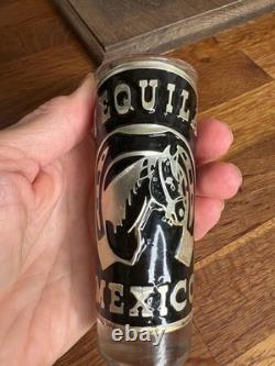 Vintage Wood Mexican Barware Tequila Shot Glass Set Box Western Horse Bar Decor