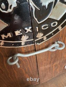 Vintage Wood Mexican Barware Tequila Shot Glass Set Box Western Horse Bar Decor