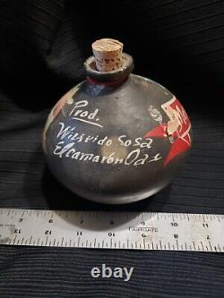 Vtg / Antique Elcamaron Oaxaca Black Pottery Negro Mezcal Cocija Tequila Jug