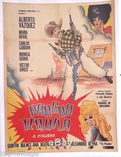 Vtg Mexican Movie Poster 1970 Pancho Tequila (Alberto Vazquez / Maria Duval)