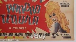 Vtg Mexican Movie Poster 1970 Pancho Tequila (Alberto Vazquez / Maria Duval)