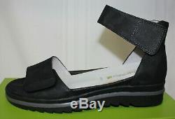 Waldlaufer Marigold Hakura Ankle Strap Sandals Tequila Black Leather Shoes New