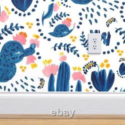 Wallpaper Roll Blue Tequila Cactus Mexico Flower Florals Aztec 24in x 27ft