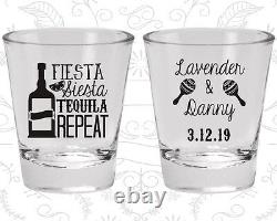 Wedding Shot Glasses Personalized Shot Glass (400) Fiesta Siesta, Tequila Repeat