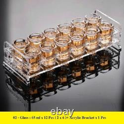 Whiskey Shot Glasses Set With Holder Vodka Beer Scotch Tequila Small Glass Bar