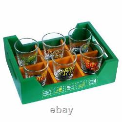Whisky Brandy Vodka Tequila Shot Glass Set With Tray 7 Pieces, 60ml, Multicolour