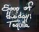 White Soup Of The Day Tequila 17x14 Neon Sign Light Kitchen Bar Wall Hanging