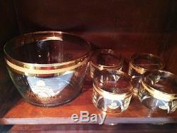 Wooden Bar Wall Cabinet SAUZA Tequila 1873 Ice Bucket 4 Glasses Antique Set