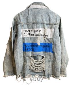 Wren and Glory Hand Painted Coffee Tequila Denim Jacket Medium Limited Edition