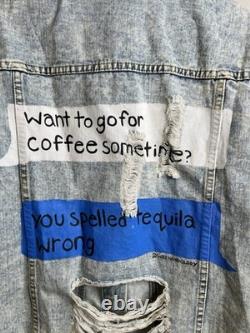 Wren and Glory Hand Painted Coffee Tequila Denim Jacket Medium Limited Edition